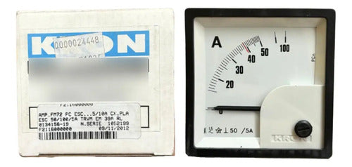 Amperimetro Fm72pc 72x72mm 50/100/5a Trvm Em 39a Kron