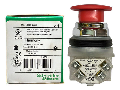 Botão Metálico 30mm 2nf Vermelho 9001kr9r94h8 Schneider Vermelho