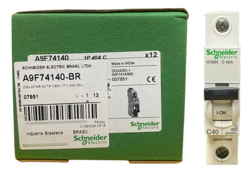 Disjuntor Acti9 Ic60n 1p 40a Curva C A9f74140 Schneider