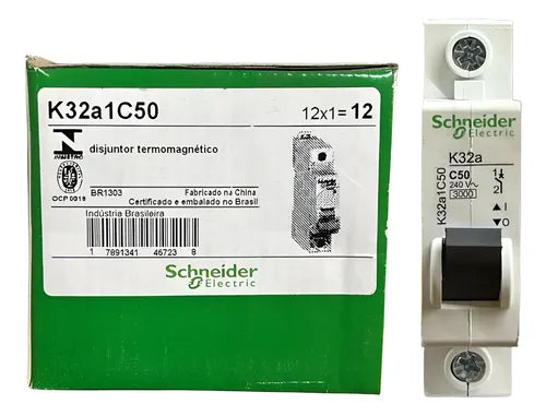 Kit Com 6 Peças: Disjuntor 1p 50a K32a1c50 Schneider