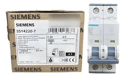 Disjuntor 2p 400v 20a Curva C 5sy4220-7 Siemens