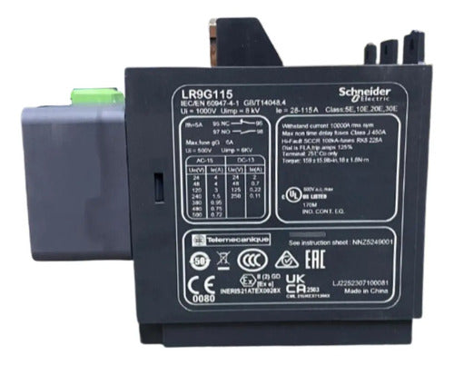Kit Com 2: Relé De Sobrecarga 28-115a Lr9g115 Schneider -