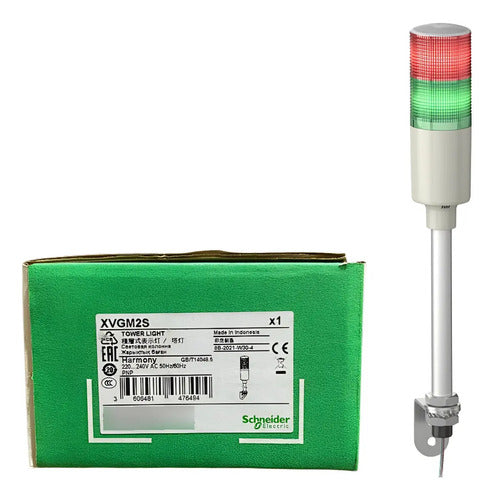 Coluna Luminosa Ø60mm Led Vm Vd 220vca Xvgm2s Schneider Vermelho E Verde 220vca