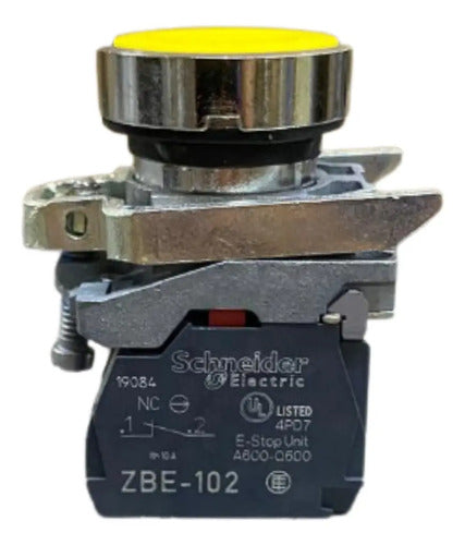 Botão Ø22mm Retorno Por Mola Am + Na+nf Xb4ba55 Schneider Amarelo -