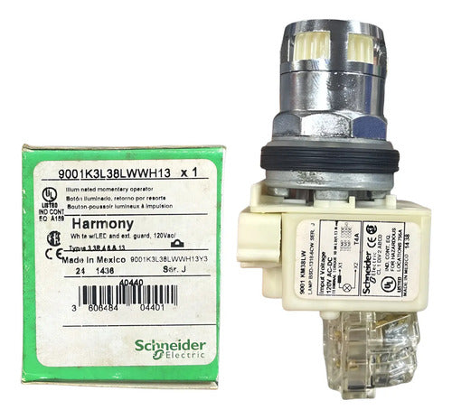 Botão 30mm Metálico 120v Branco 9001k3l38lwwh13 Schneider Branco 120vca