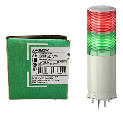 Coluna Luminosa Xvgm2w Ø60mm Led Vm Vd 220v Schneider Vermelho E Verde 220 Vca