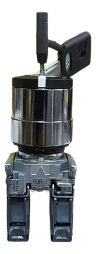 Chave Seletora Ø22mm 3 Pos Com Chave 2na Xb4bg33 Schneider Metal Cromado