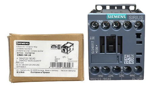 Contator 125v 10a 2na+2nf 3rh2122-1bg40 Siemens 125v