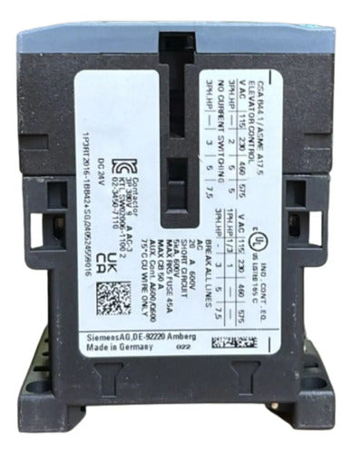 Contator Tripolar 9a 24vcc 1nf 3rt2016-1bb42 Siemens 24vcc