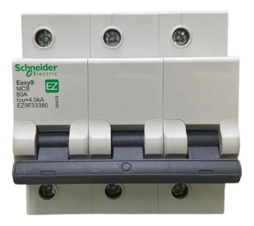 Disjuntor Termomagnético 3p 80a 400v Ez9f33380 Schneider
