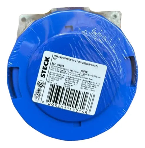 Tomada Embutir N4549 63a 3p+t 220/240v Azul 9h Ip67 Steck Azul