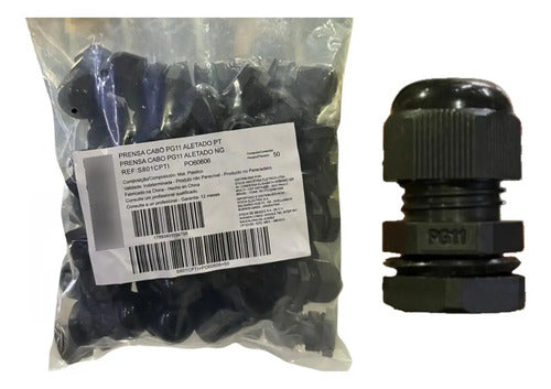 Kit Com 50 Peças: Prensa Cabo S801cpti Preto Pg11 Steck