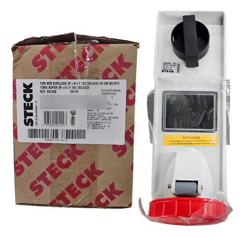 Tomada Sob Surelock 3p+n+t 16a 380/440v 6h Vm S5006b Steck Vermelho