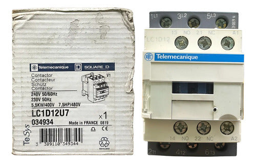 Contator Tripolar 18a 240vca 1na+1nf Lc1d12u7 Schneider 240vca