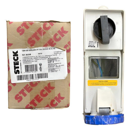 Tomada Sob Surelock S5009b 3p+n+t 16a 200/250v 9h Bq Steck Azul