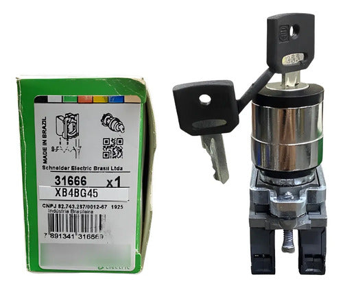 Chave Seletora Metalica Ø22mm 2 Pos Xb4bg45 Schneider Metal Cromado