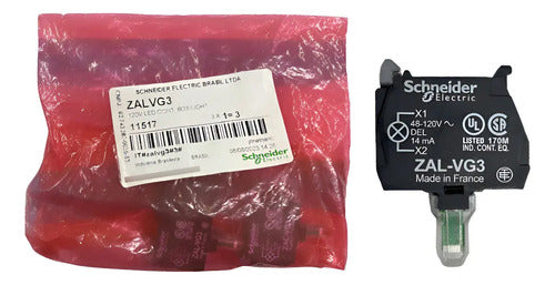 Bloco De Contato Luminoso Led Verde 120vca Zalvg3 Schneider Verde 127v
