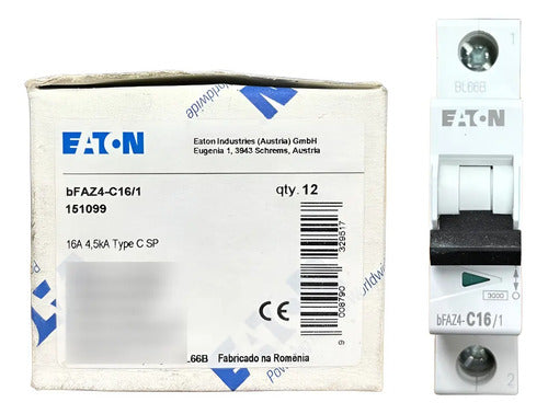Kit Com 10 Peças: Disjuntor Unipolar Bfaz4-c16/1 16a Eaton -