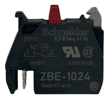 Kit Com 2 Peças: Bloco De Contato 1nf Zbe1024 Schneider Preto C/ Vermelho 1nf
