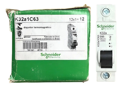 Kit Com 5 Peças: Disjuntor 1p 63a 230v K32a1c63 Schneider