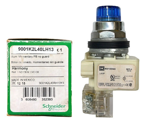 Botao Iluminado 30mm 1na 1nf Azul 9001k2l40lh13 Schneider Azul