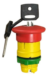 Botao 22mm Plastico Com Chave Xb5as145 Schneider Amarelo E Vermelho -