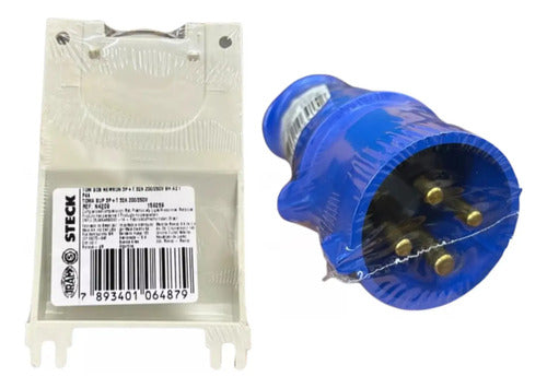 Kit Tomada N4209 + Plug N4279 32a 3p+t 220/240v Azul Steck Azul