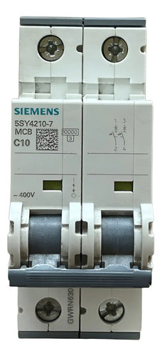 Disjuntor Bipolar 5sy4210-7 C10 Siemens