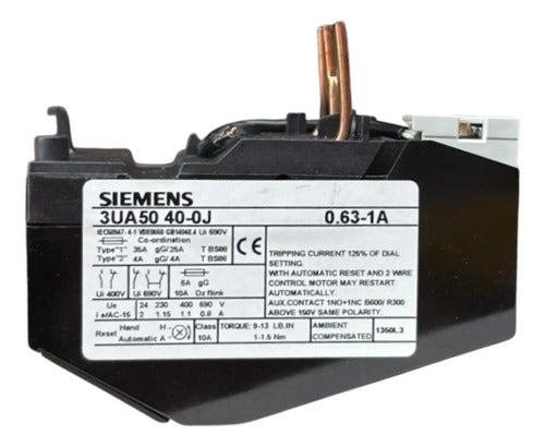 Relé De Sobrecarga 3ua5040-0j 0,63-1,0a Siemens