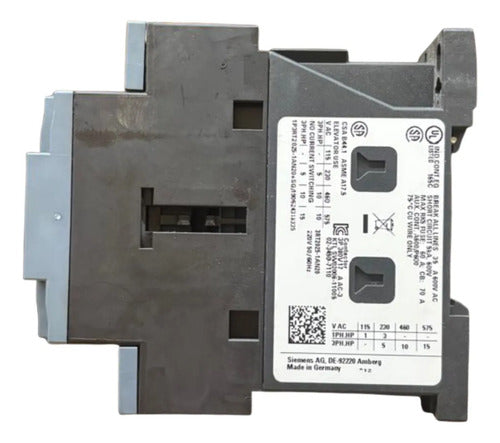 Contator Tripolar 220vca 17 A 7,5kw 3rt2025-1an20 Siemens 220v