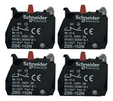 Kit Com 4 Peças: Bloco De Contato 1nf Zbe102n Schneider Preto C/ Vermelho 1nf