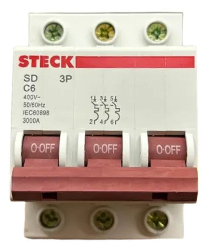 Disjuntor Tripolar Sd-63c06 6a Curva C 3ka Steck
