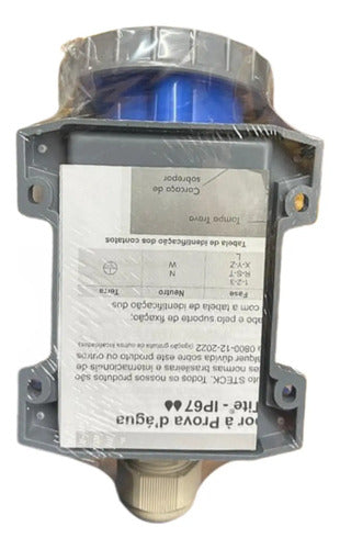Tomada Sob N3206w 2p+t 32a 200/250v 6h Azul Ip67 Steck Azul