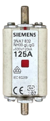 Kit Com 2: Fusível Nh00 Retardado 125a 500v 3na7832 Siemens 500v