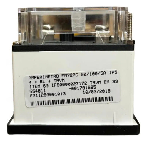 Amperimetro Fm72pc 72x72mm 50/100/5a Trvm Em 39a Kron