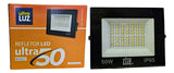 Kit 3 Refletores Led Branco Ultra 50w Ultraluz Bivolt 6500k 127/220v Preto Branco-frio