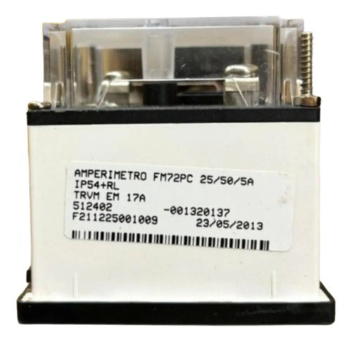 Amperimetro Fm72pc 25/50/5a Travamento Em 17a Ip54 Kron