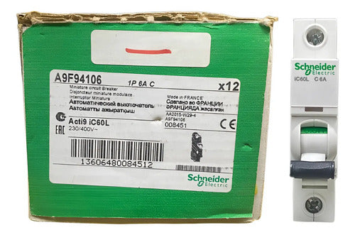 Disjuntor Acti9 Ic60l 1p Curva C 6a 230v A9f94106 Schneider 230 V 50 60 Hz