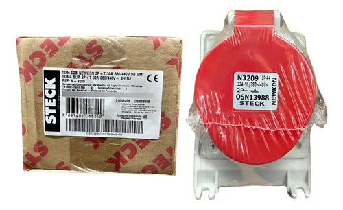 Kit Com 2: Tomada N3209 32a 2p+t 380/440v Vermelho Steck Vermelho