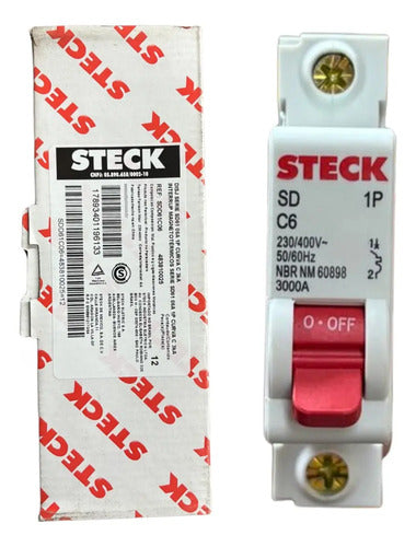 Kit Com 3: Disjuntor Unipolar Sdd61c06 6a Curva C Steck