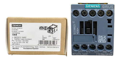 Contator 3rt2015-1ak61 7a 1na 110v 120v 50hz 60hz Siemens 110/120v