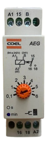 Rele Tempo Aeg 6,0min 94/242vca-24vca/vcc Coel 220-24vca Cc