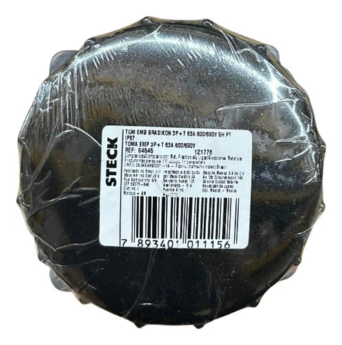 Tomada Embutir 3p+t 63a 600/690v 5h Preto Ip67 S4545 Steck Preto
