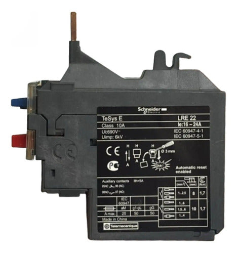 Relé De Sobrecarga Térmico 16-24a Lre22 Schneider 690 Vca