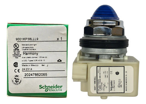 Sinaleiro 30mm Metálico 9001kp38lll9 Azul Schneider Azul 120 Vca/cc