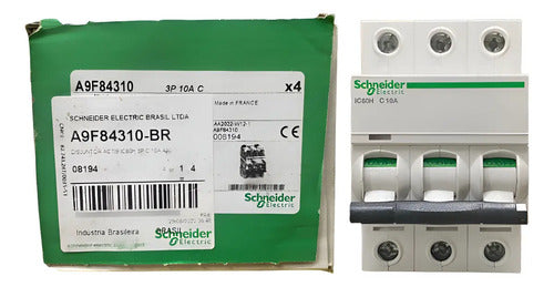 Disjuntor Acti9 Ic60h 3p Curva C 10a 15ka A9f84310 Schneider