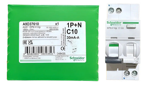 Disjuntor Diferencial 1p+n 10a 30ma 230v A9d37610 Schneider