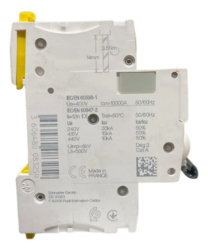 Disjuntor Acti9 Ic60h 2p Curva D 50a 440v A9f85250 Schneider 440v 50/60 Hz