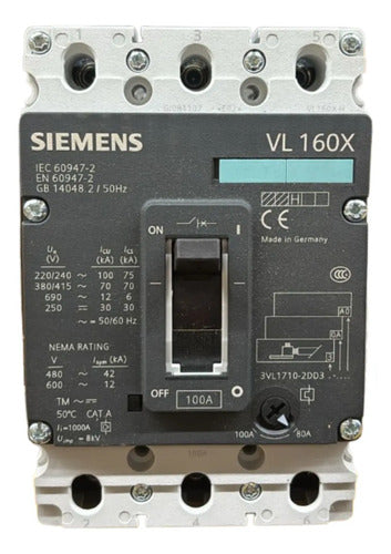 Disjuntor Tripolar 100a 3vl1710-2dd33-0aa0 Siemens