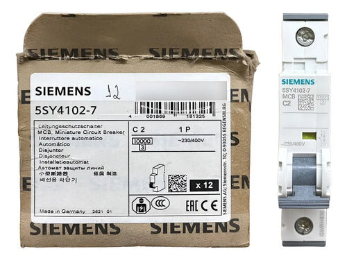 Disjuntor Unipolar Curva C 2a 230/400v 5sy4102-7 Siemens